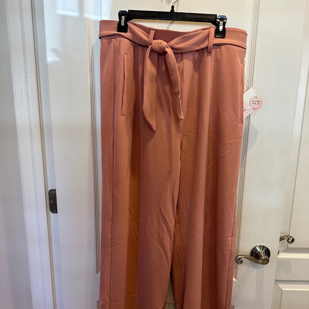Soft Knit Crepe with 4 way stretch fabric High Rise Wide Leg Mauve Pink Woman’s